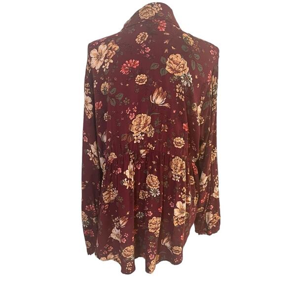 Torrid Size 1 Floral Long Sleeve Button up Peplum Blouse - Picture 2 of 4